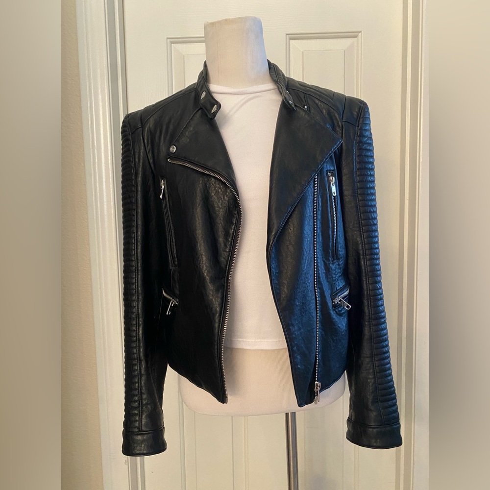 Zara Black Leather Biker Jacket